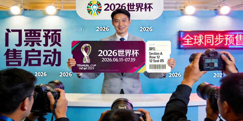 2026世界杯门票预售发布会现场 - 工作人员展示门票样本